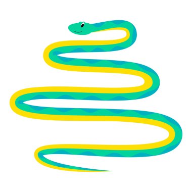 Karikatür komik renkli yılan. Beyaz arka plan üzerinde izole