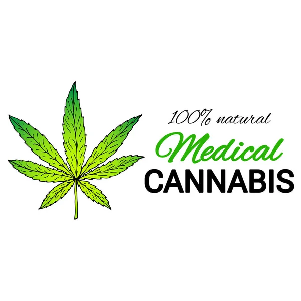 Illustratie van medicinale cannabis. Geschikt voor gebruik in het ontwerp van de verpakking, reclame, posters — Stockvector