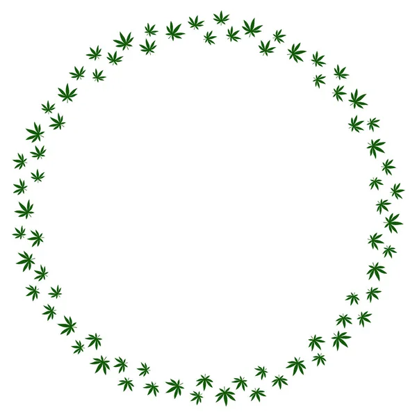 Kulatý rám z marihuany listy. Vhodné pro použití v designu balení, reklamy, plakáty — Stockový vektor