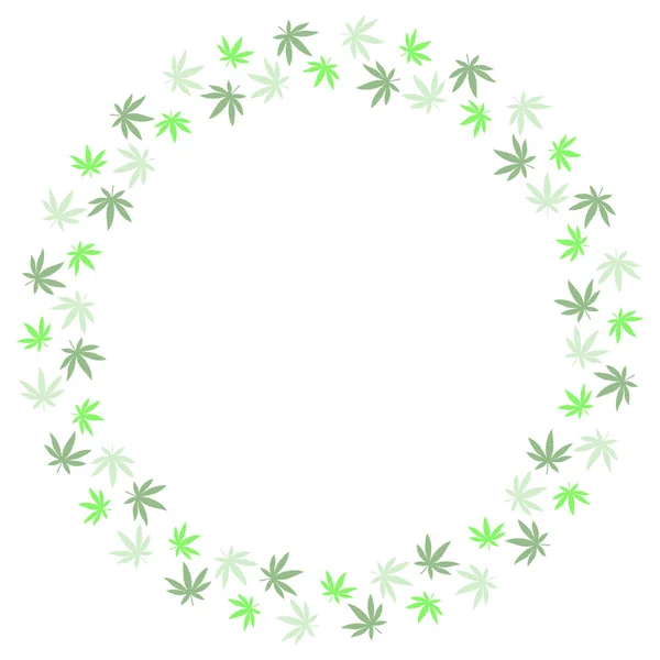 Ronde frame van marihuana verlaat. Geschikt voor gebruik in het ontwerp van de verpakking, reclame, posters — Stockvector