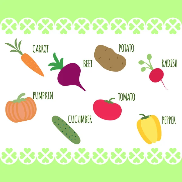 Vegetais nutrição saudável. Alimentos orgânicos de mercearia ilustração. Vegetated set diet isolado no fundo branco — Vetor de Stock