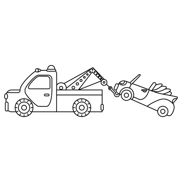 Remolque para transporte de coches de emergencia. Ilustración aislada sobre fondo blanco — Vector de stock