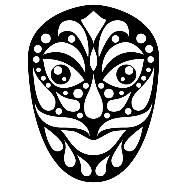 Törzsi ethnik maszk. Fehér alapon fekete-fehér illusztráció — Stock Vector