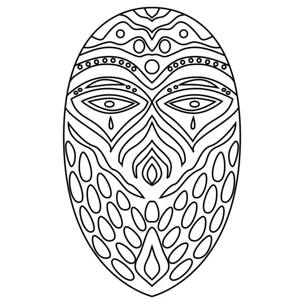 Máscara étnica tribal. Ilustración para colorear sobre fondo blanco — Archivo Imágenes Vectoriales