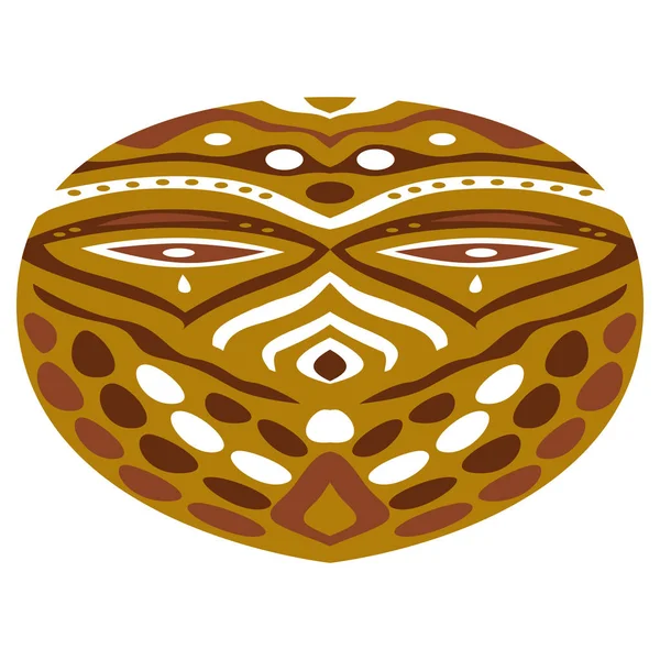 Masque ethnique tribal. Illustration colorée dans les ombres naturelles sur fond blanc — Image vectorielle
