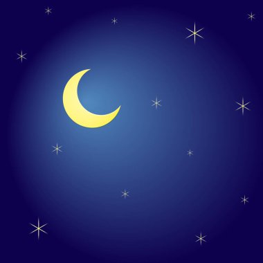 Yarım ay ve yıldız gece yarısı.