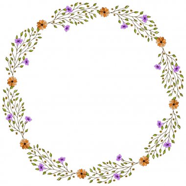 Nazik yaz çiçek kalp şeklinde düzenlenmiş. Doodle stili