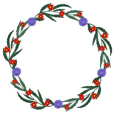 Nazik yaz çiçek kalp şeklinde düzenlenmiş. Doodle stili