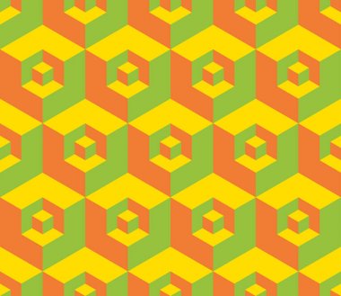 Renkli küpler ile soyut seamless modeli. Optik etkileri.