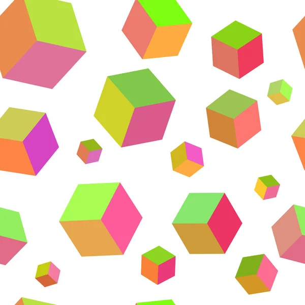 Patrón sin costura abstracto con cubos de colores sobre fondo blanco. Efectos ópticos . — Vector de stock