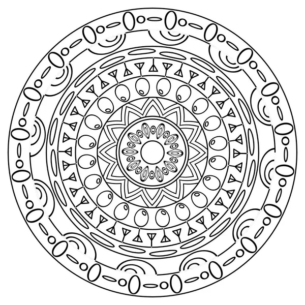 Färbung Mandala im handgezeichneten Doodle-Stil. — Stockvektor
