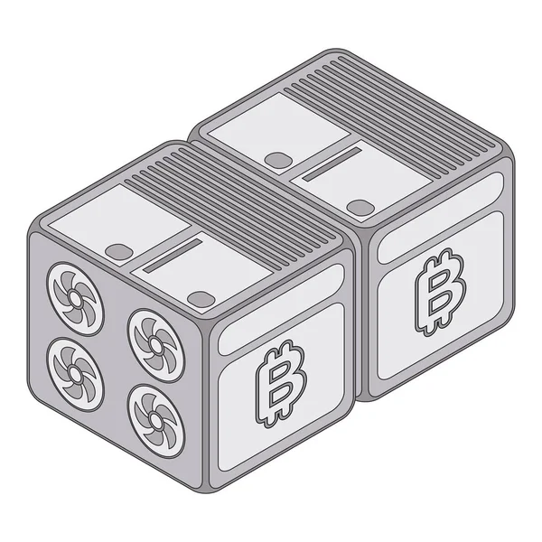 Concepto isométrico de granja minera criptomoneda. Creación de bitcoi — Archivo Imágenes Vectoriales