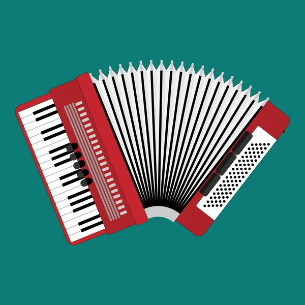Klasik bayan veya akordeon. Müzik aleti. Akordeon düz stil. Bayan portre. Gerçekçi illüstrasyon