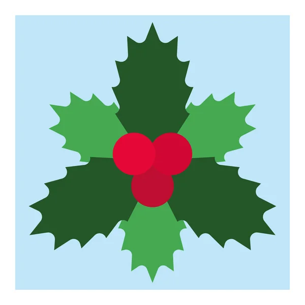 Holly para el diseño de banners. Feliz año nuevo decoración. Tarjeta de vacaciones. Vector de invierno. Tarjeta de felicitación de Navidad. Símbolo de vacaciones. Adorno de año nuevo. Piso aislado. Holly plano para diseño decorativo . — Archivo Imágenes Vectoriales