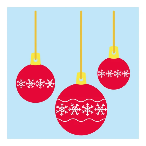 Κόκκινες χριστουγεννιάτικες μπάλες σε μοντέρνο στυλ. Χριστουγεννιάτικο στολίδι του χειμώνα. Διάνυσμα φωτεινό φόντο. Απλό διανυσματικό εικονίδιο. Παραδοσιακό νέο έτος. Απομονωμένο λευκό φόντο. Μοντέρνος σχεδιασμός καρτών. — Διανυσματικό Αρχείο