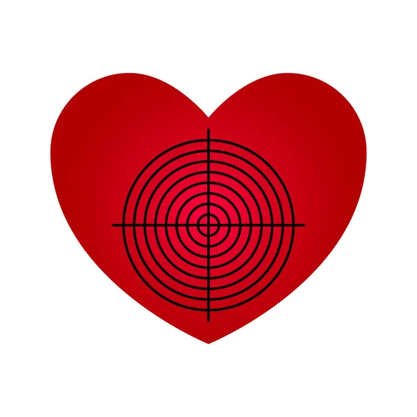 Corazón ideal en estilo abstracto sobre fondo blanco. Ilustración del espacio vectorial. Ilustración de ícono de dardo objetivo. Concepto de logro de metas. Corazón, gran diseño para cualquier propósito. Icono vector de amor . — Archivo Imágenes Vectoriales