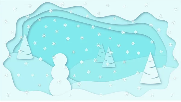 Hermoso diseño de la cubierta de origami azul sobre fondo blanco. Ilustración estacional vectorial. Ilustración de papel vectorial. Fondo de copo de nieve. Vacaciones estacionales. Papel cortado Navidad. Fondo de invierno de Navidad . — Archivo Imágenes Vectoriales