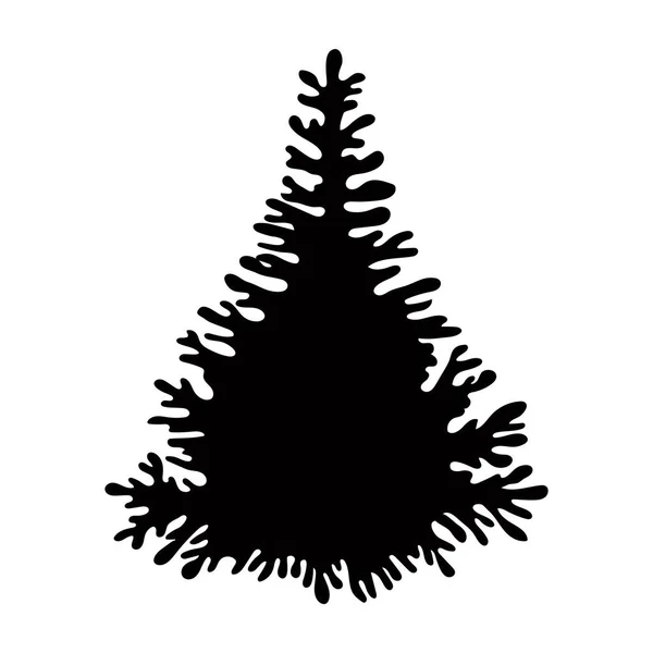 Épinette noire dans un beau style sur fond blanc. Illustration vectorielle fond isolé. Illustration vectorielle de nature. Décoration d'arbre. Épinette décorative en pin. Symbole de silhouette . — Image vectorielle