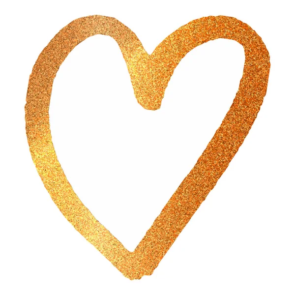 Золотое сердце на белом фоне. Металлический стиль. Абстрактный золотой яркий свет. Блестящее сердце. Любовь, свадебная концепция. Золотой блеск текстуры. Абстрактная векторная иллюстрация. День святого Валентина . — стоковый вектор