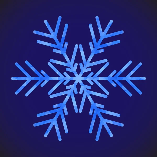 Abstrakte Designvorlage mit polygonaler Schneeflocke für die Dekoration. Vektor dekorativen Hintergrund. Wintersymbol. Low-Poly-Banner mit Schneeflocke auf blauem Hintergrund für dekoratives Design. — Stockvektor