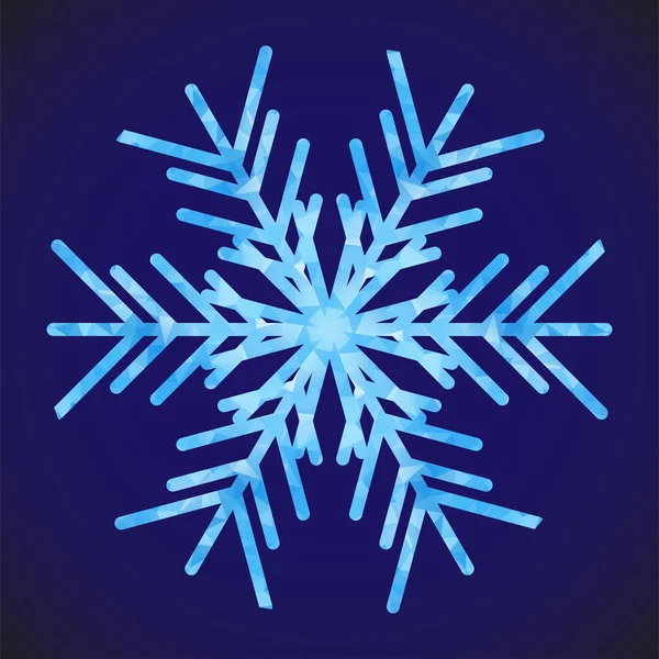 Abstrakte Designvorlage mit polygonaler Schneeflocke für die Dekoration. Vektor dekorativen Hintergrund. Wintersymbol. Low-Poly-Banner mit Schneeflocke auf blauem Hintergrund für dekoratives Design. — Stockvektor