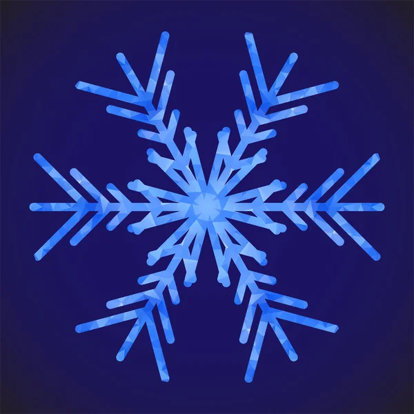 Abstrakte Designvorlage mit polygonaler Schneeflocke für die Dekoration. Vektor dekorativen Hintergrund. Wintersymbol. Low-Poly-Banner mit Schneeflocke auf blauem Hintergrund für dekoratives Design. — Stockvektor