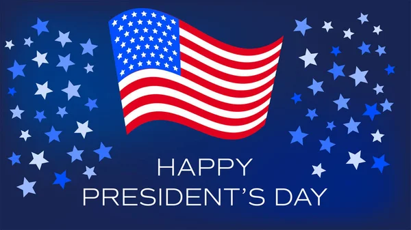 Boldog elnöki napot amerikai stílusban, kék háttérrel. Hazafias illusztráció. Kék absztrakt háttér. Amerikai nemzeti ünnep. Amerikai hazafias ünnepi zászló. Vektorplakát. — Stock Vector