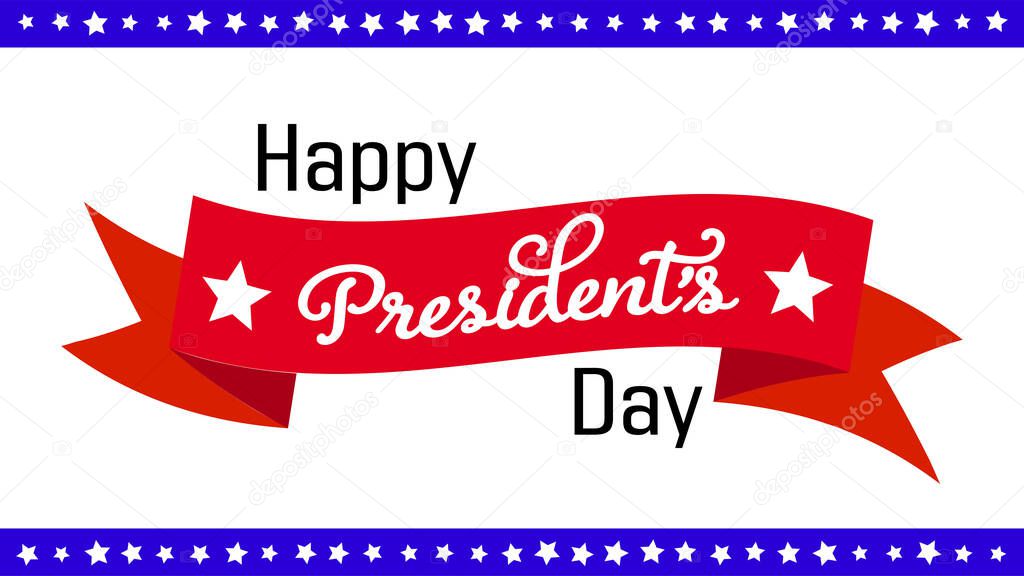 Happy President Day in american style on white background. Patriotic illustration. Blue abstract background. American national holiday. Usa patriotic holiday banner. Vector poster.