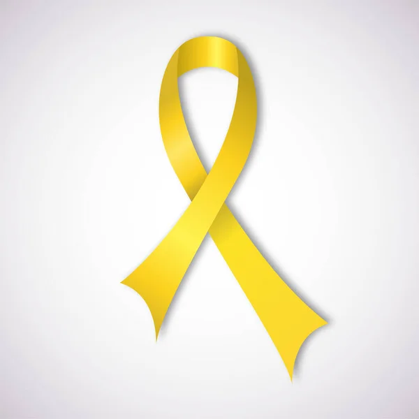 International childhood cancer day. Poster with yellow ribbon. Medical banner. International health campaign. World childhood cancer symbol. Medical treatment. Global concept. Hope emblem. — Stock Vector