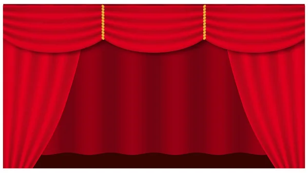 Cortina de teatro sobre fondo blanco. Escenario del teatro. Elemento decorativo. Diseño clásico de portada para diseño decorativo. Cortina roja. Vector aislado. Estreno del cine — Vector de stock