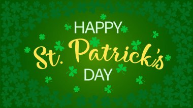 Aziz Patrick günün kutlu olsun. İrlanda bayramı illüstrasyonu. Bahar dekorasyonu. Vektör grafik. İrlanda sembolü. Şanslı bir işaret. Aziz Patrick Günü vektörü. Tebrik kartı. Tatil posteri.