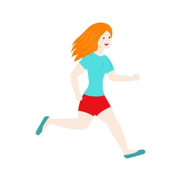 Illustration with running woman. Abstract athletic female for sport design. Woman jogging. Sport, training, run. Isolated vector illustration. Running marathon competition. Activity healthy lifestyle. — Stock Vector