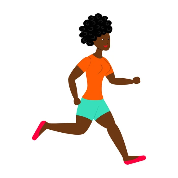 Illusztráció a futó afrikai nővel. Absztrakt atlétikai afrikai női sport design. Sport, edzés, futás. Elszigetelt vektor illusztráció. Futó maraton verseny. Tevékenység egészséges életmód — Stock Vector