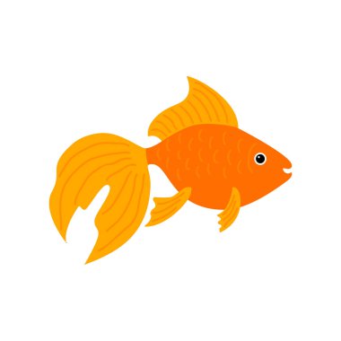 Vektör akvaryum balık silüeti çizimi. Su ikonu. Sualtı okyanusu faunası. Tasarımınız için renkli karikatür düz akvaryum balık ikonu. Düz vektör. Okyanus yaban hayatı. Dekorasyon ögesi.