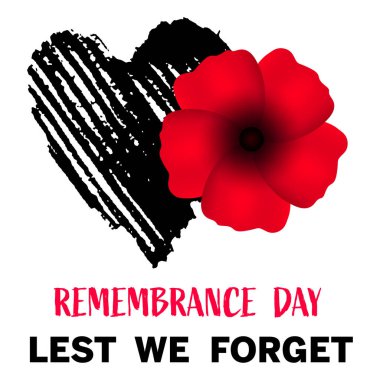 Anma günü, her amaç için harika bir tasarım. Anzak. Haşhaş çiçeği sembolü. Askeri tarih. Parlak gelincik çiçeğinin vektör çizimi. Anma Günü sembolü. Metni unutmayalım diye..