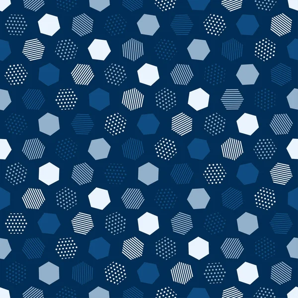 Modernes blaues nahtloses Muster mit blauem abstrakten Hintergrund für klassisches Vektordesign. moderne geometrische Vektortextur. abstrakte geometrische nahtlose Muster. Sechseck-Hintergrund. sechseckige Zellstruktur. — Stockvektor