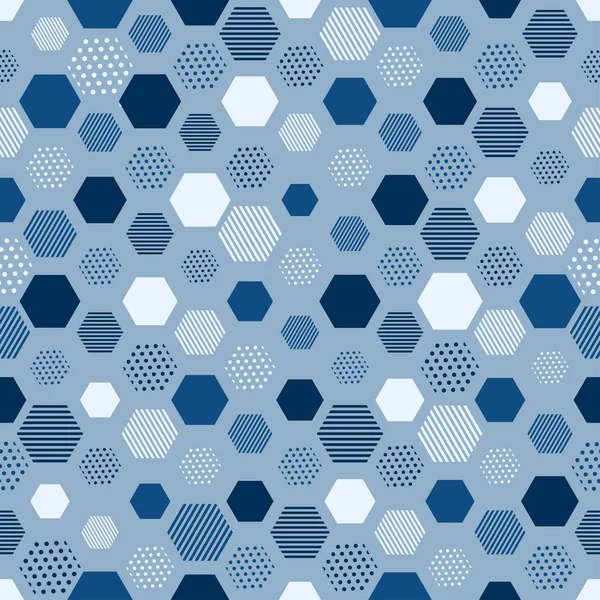 Padrão sem costura azul moderno com fundo abstrato azul para design vetorial clássico. Textura vetorial geométrica moderna. Padrão geométrico sem costura abstrato. Fundo hexágono. Textura celular hexagonal . —  Vetores de Stock