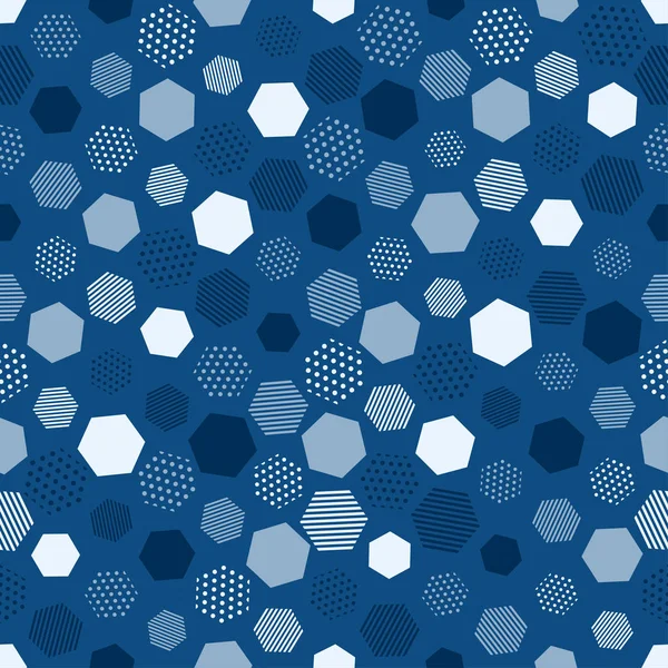 Padrão sem costura azul moderno com fundo abstrato azul para design vetorial clássico. Textura vetorial geométrica moderna. Padrão geométrico sem costura abstrato. Fundo hexágono. Textura celular hexagonal . —  Vetores de Stock