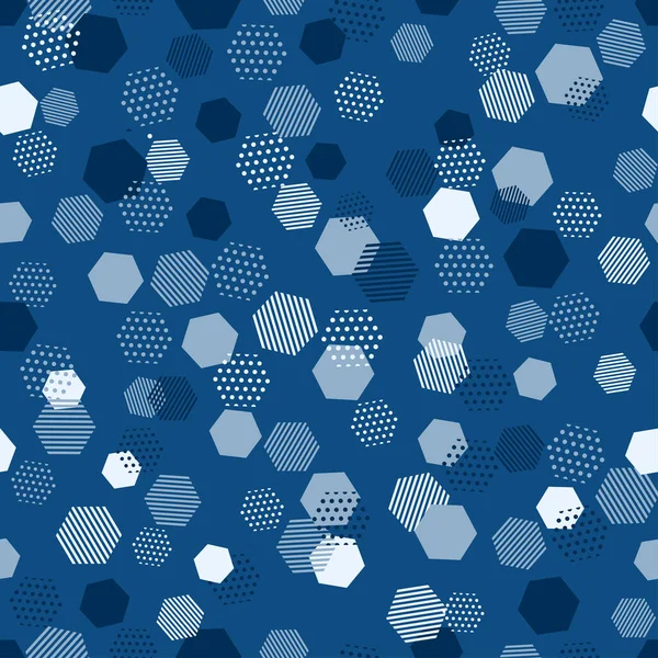 Modernes blaues nahtloses Muster mit blauem abstrakten Hintergrund für klassisches Vektordesign. moderne geometrische Vektortextur. abstrakte geometrische nahtlose Muster. Sechseck-Hintergrund. sechseckige Zellstruktur. — Stockvektor