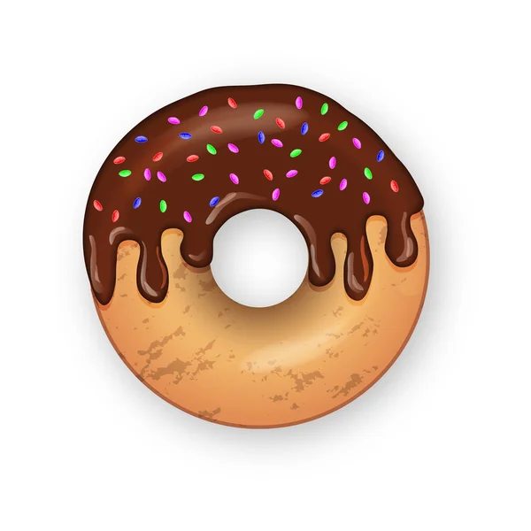 Donut abstracto para el diseño decorativo. Donut realista sobre fondo blanco. Comida de postre. Ilustración a color. Esmalte de rosquilla. Ilustración vectorial. Concepto de comida dulce. Vista superior del vector. Delicioso dulce . — Vector de stock