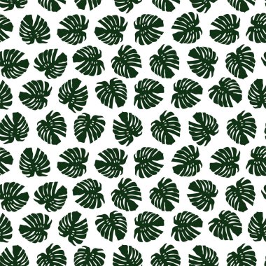 Tekstil tasarımı için tropikal yapraklı güzel bir desen. Modern, pürüzsüz palmiye deseni. Modern duvar kağıdı. Güzel çiçek deseni. Orman vektörü çiçek şablonu. Yaz doğa baskısı. Tropik yapraklar