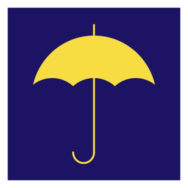 Mavi arka planda şemsiyenin modern simgesi. Mavi arka plan. Vektör simgesi. Grafik vektör sanatı. Basit element çizimi. Sosyal medya web pankartı.