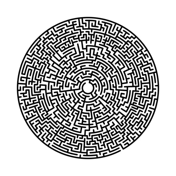 Labyrinthe Cercle Difficile Labirinthe Vectoriel Rond Dur Labyrinthe Vectoriel Cercle — Image vectorielle