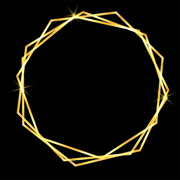 Золотая Геометрическая Рамка Абстрактном Стиле Черном Фоне Декоративный Векторный Шаблон — стоковый вектор