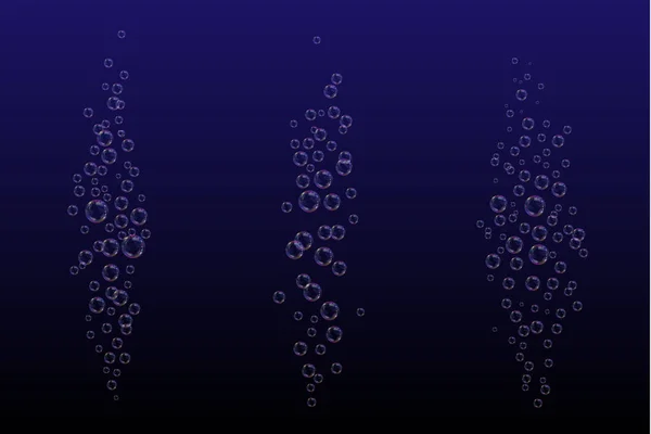 Burbujas Aire Zumbando Bajo Agua Fluyen Sobre Fondo Azul Oscuro — Vector de stock