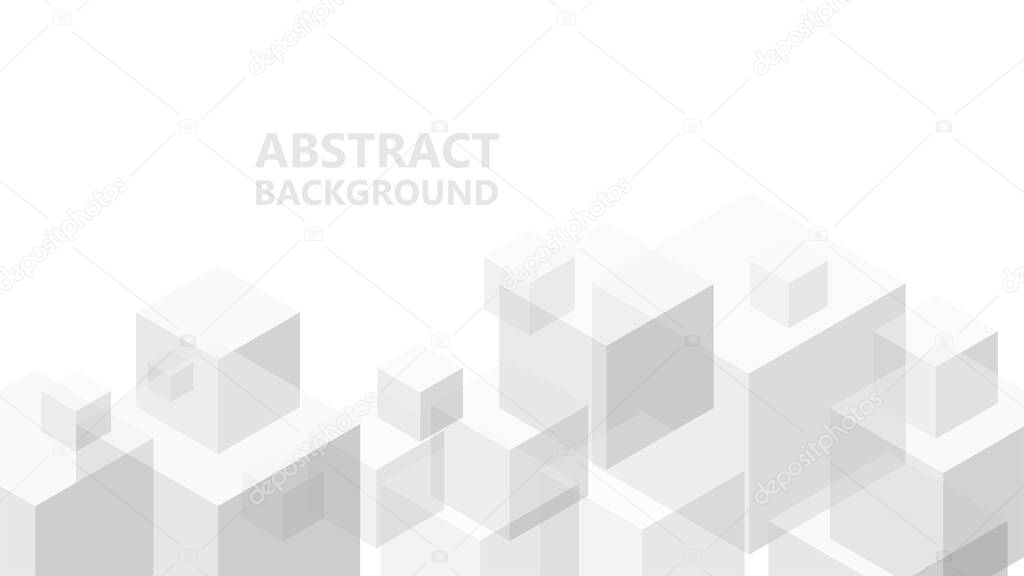 Vector abstract background with geometric gray cubes. Modern abstract geometric background with grey cubes. An excellent advertising poster, print, template for business report. 3D vector