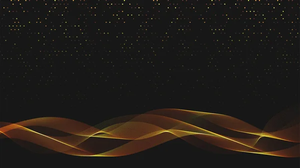 Αφηρημένο Μαύρο Φόντο Χρυσά Κύματα Φωτός Διάνυσμα Αφηρημένη Λαμπερό Χρώμα — Διανυσματικό Αρχείο