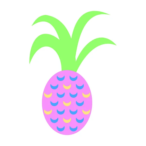 Vector Lindo Piña Colorida Estilo Dibujos Animados Sobre Fondo Blanco — Archivo Imágenes Vectoriales