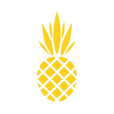Beyaz arka planda altın taşıyıcı ananas. Ananas geometrik ikonu. Beyaz arka planda izole edilmiş tropikal meyve. Altın yaldızlı ananas. Yaz meyvesi illüstrasyonu. Vektör illüstrasyonu