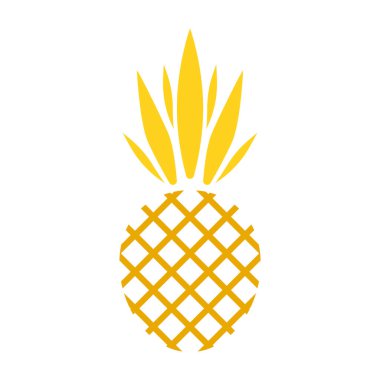 Beyaz arka planda altın taşıyıcı ananas. Ananas geometrik ikonu. Beyaz arka planda izole edilmiş tropikal meyve. Altın yaldızlı ananas. Yaz meyvesi illüstrasyonu. Vektör illüstrasyonu